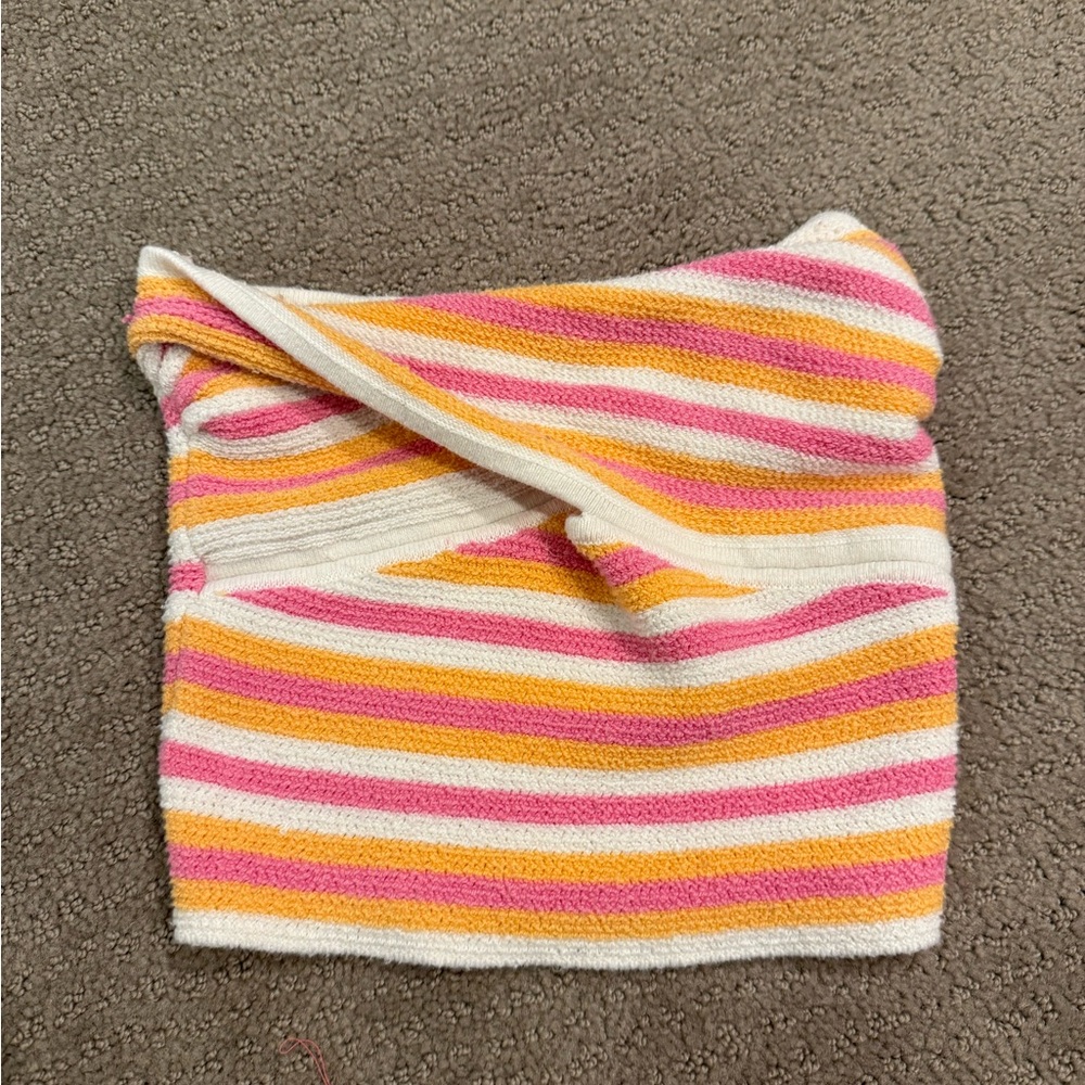 American Eagle Striped Pink White and Yellow Knit Tube Top